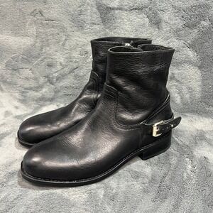Rag & Bone Oliver Zip Moto Black Ankle Boot Women Size 8.5/38.5 Biker Distressed